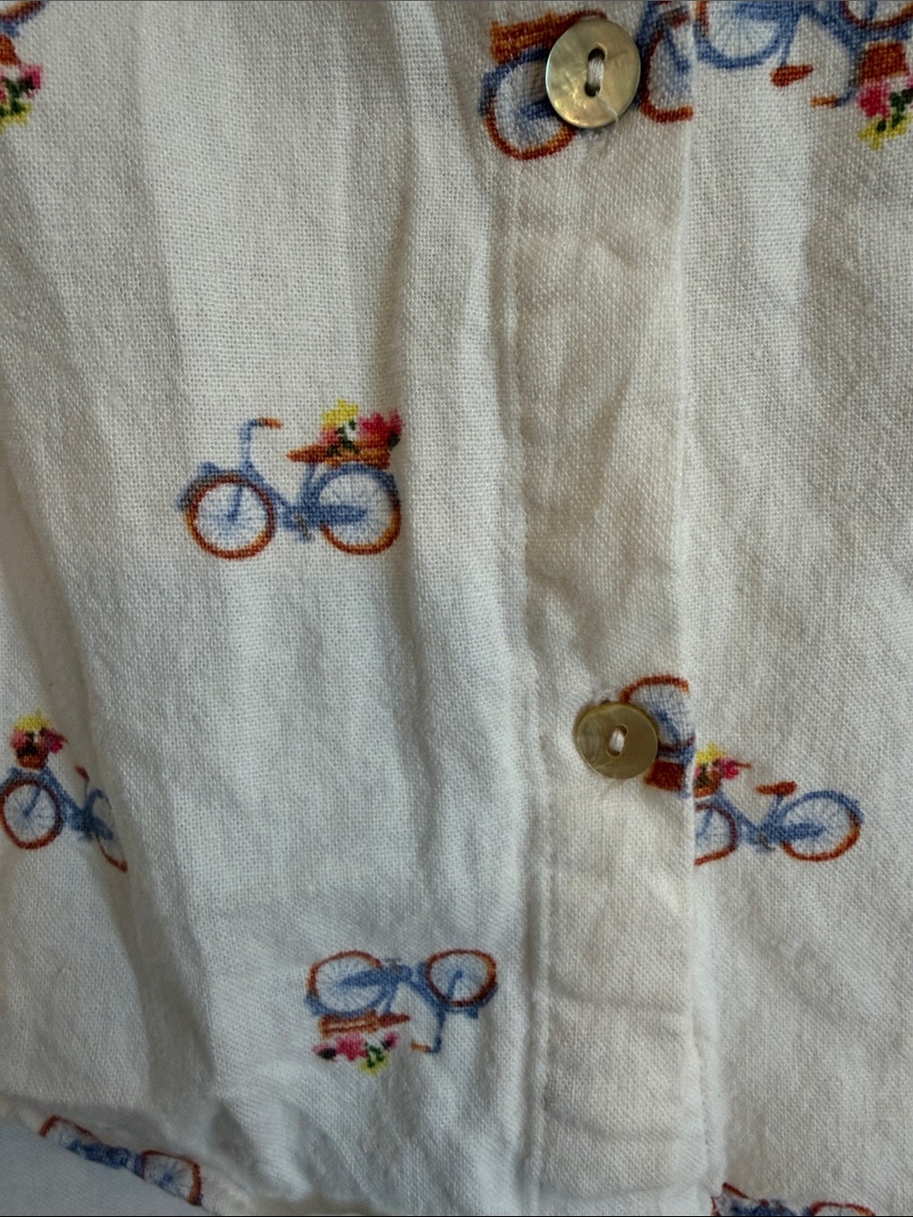 Rae Dunn White Short-Sleeve Bicycle Print Button-Up - Picture 3 of 4